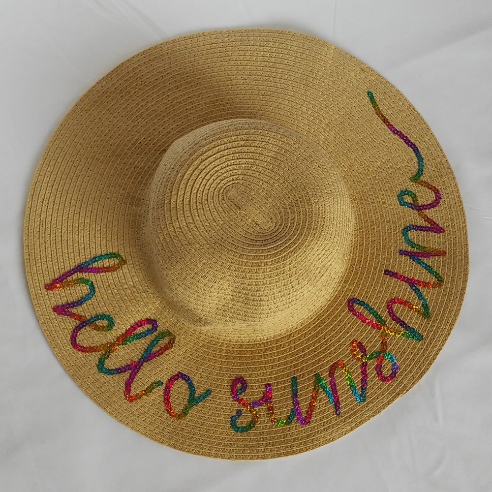 AEROPOSTALE Hello Sunshine Rainbow Straw Sun Hat